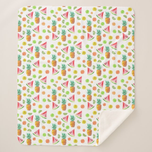 Aquarell-kandierte Frucht-Muster Sherpadecke (Vorderseite)