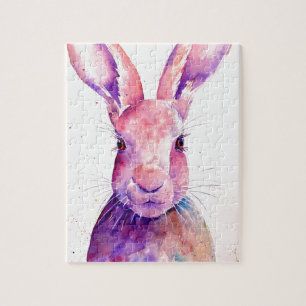 Aquarell-Kaninchen-Hase-Porträt Puzzle