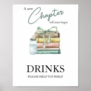 Aquarell-Kapitel-Geschichtenbuch-Baby-Shower-Geträ Poster