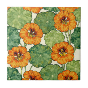 Aquarell-Kapuzinerkresse-Blumenmuster Fliese