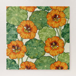 Aquarell-Kapuzinerkresse-Blumenmuster Puzzle