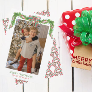 Aquarell Kariert Bow Garland Weihnachten