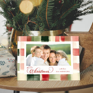 Aquarell-Karo Frohe Weihnachten Kalligrafie Foto