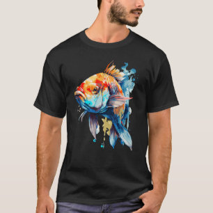 Aquarell-Karpfen-Buntes-Teich-Angeln-Fisch T-Shirt