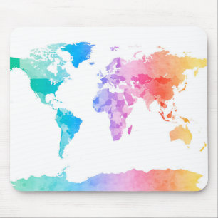 Aquarell-Karte der Weltkarte Mousepad