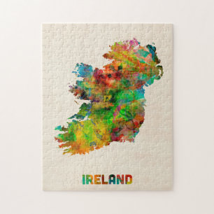 Aquarell-Karte Irlands Eire Puzzle