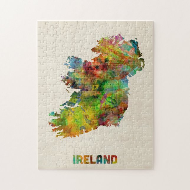 Aquarell-Karte Irlands Eire Puzzle (Vertikal)
