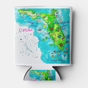 Aquarell-Karte von Florida Dosenkühler