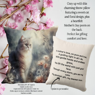 Aquarell-Katze & Blumen - Die Liebe einer Mutter Kissen