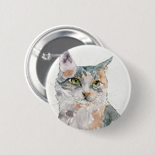 Aquarell-Katze Button