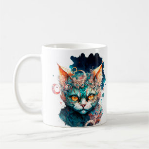 Aquarell-Katze im Steampunk-Stil Kaffeetasse