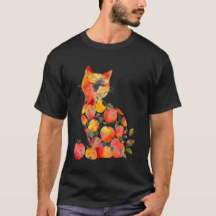 Aquarell-Katze mit Äpfeln Herbsternte Whimsy A T-Shirt