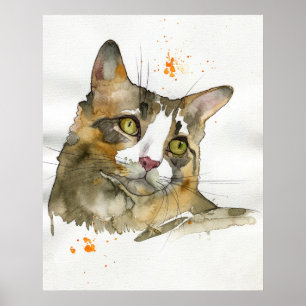 Aquarell-Katze Poster