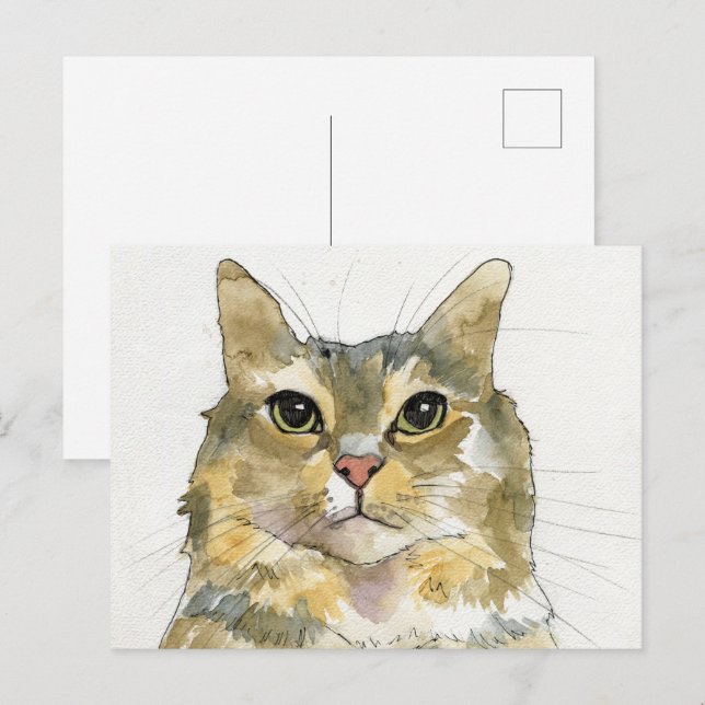 Aquarell-Katze Postkarte (Vorne/Hinten)
