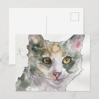 Aquarell-Katze Postkarte