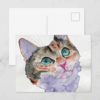 Aquarell-Katze Postkarte