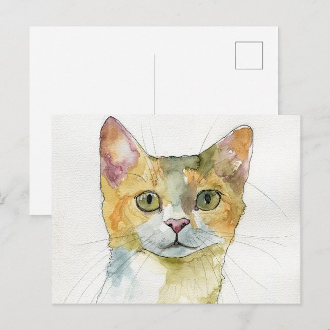 Aquarell-Katze Postkarte (Vorne/Hinten)