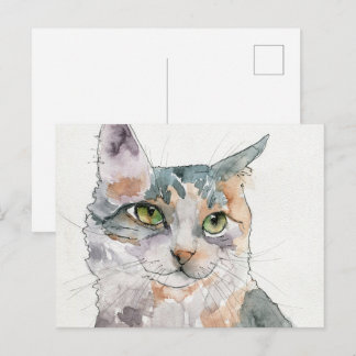 Aquarell-Katze Postkarte