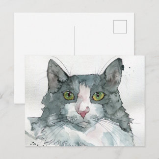 Aquarell-Katze Postkarte