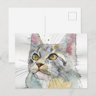 Aquarell-Katze Postkarte