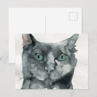 Aquarell-Katze Postkarte