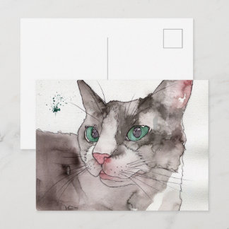 Aquarell-Katze Postkarte