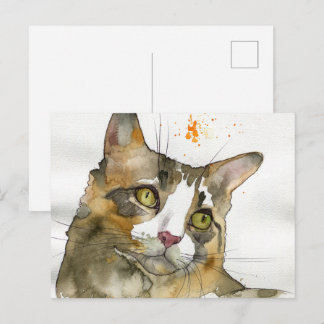 Aquarell-Katze Postkarte