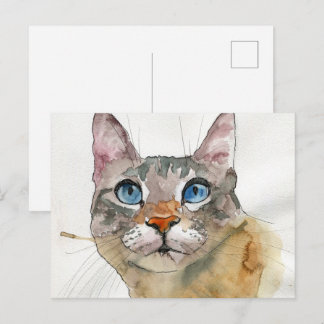 Aquarell-Katze Postkarte