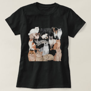 Aquarell-Katze-Rassen-Sammlungs-Kunst T-Shirt