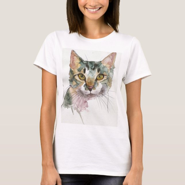 Aquarell-Katze T-Shirt (Vorderseite)