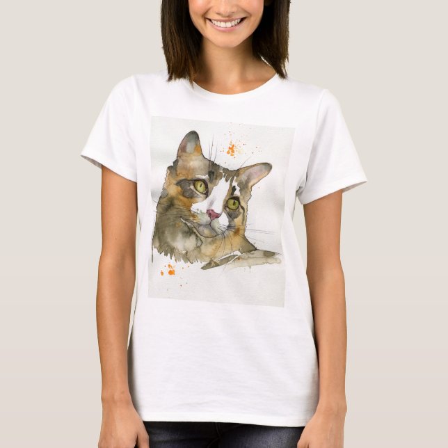 Aquarell-Katze T-Shirt (Vorderseite)