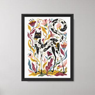 Aquarell Katze und Blume Leinwanddruck