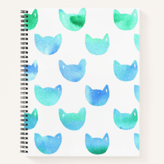 Aquarell-Katzenumriss blau grün Künstler Journal Notizbuch