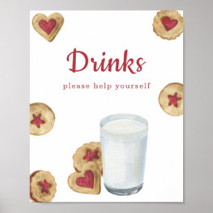 Aquarell-Kekse Baby Shower Getränke Poster