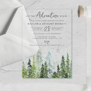 Aquarell-Kiefer-Wald-Baby-Party Acryleinladungen