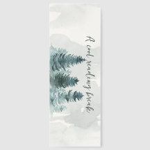 Aquarell-Kiefer-Wald-Lesezeichen – Ruhige Naturlek