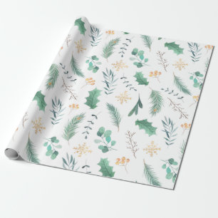 Aquarell-Kiefer-WeihnachtsPackpapier Geschenkpapier