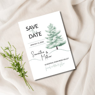 Aquarell-Kiefer-Winterwunderland Save The Date