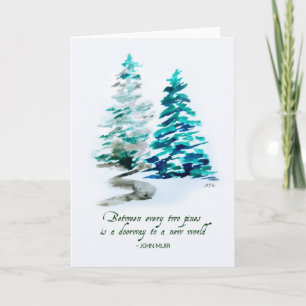 Aquarell-Kiefern John Muir Natur Outdoor-Zitat Karte