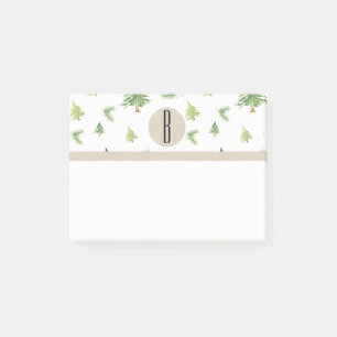 Aquarell-Kiefern Kraft rustikales Monogramm indivi Post-it Klebezettel