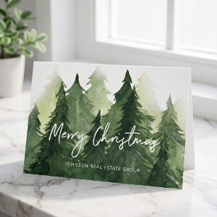Aquarell Kiefern Weihnachtsgeschäft Feiertagskarte