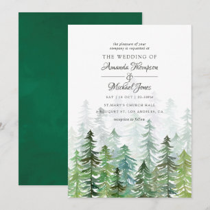 Aquarell Kiefern Winterhochzeit Einladung
