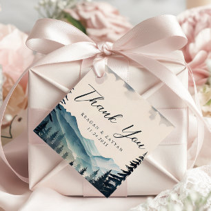 Aquarell Kiefernbaum Berg Hochzeit Danke schön Geschenkanhänger