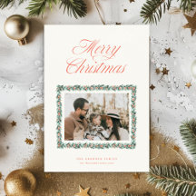 Aquarell-Kieferngrenze-Weihnachtsfotokarte
