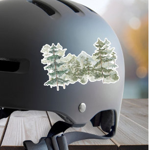 Aquarell-Kiefernwald-Berg-Rustikale-Ästhetik Aufkleber