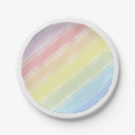 Aquarell Kinderdusche Pastel Rainbow Pappteller