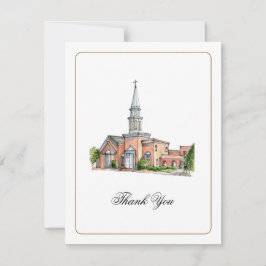 Aquarell-Kirchen-Hochzeitsfoto Dankeskarte