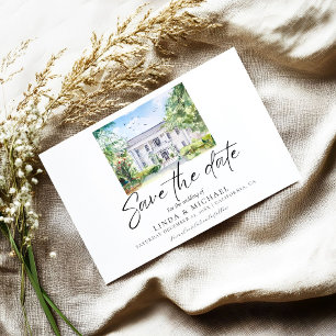 Aquarell-Kirchen-Veranstaltungsort-Illustration Ho Save The Date