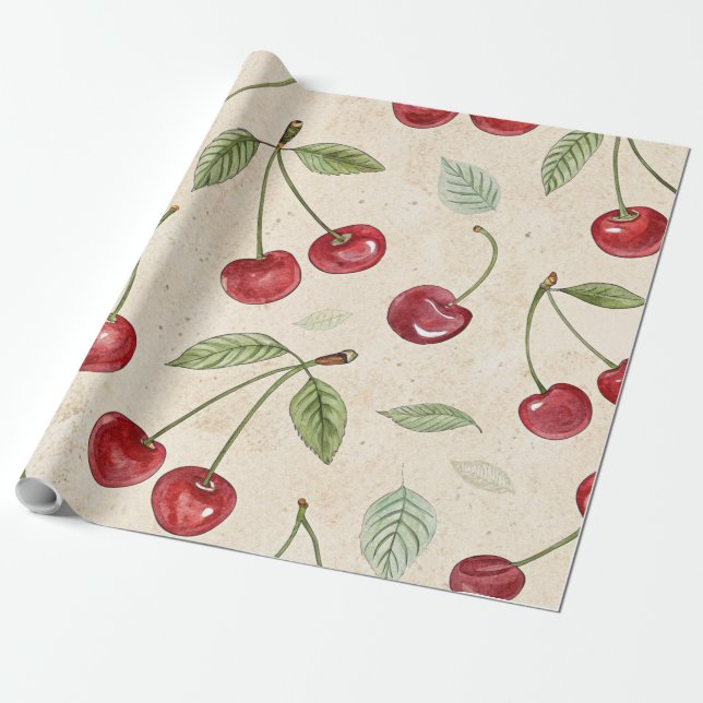 Aquarell-Kirsch-Geschenkpapier Geschenkpapier (Ungerollt)
