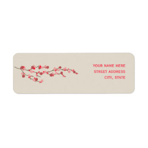 Aquarell-Kirschblüten-Adressen-Etikett